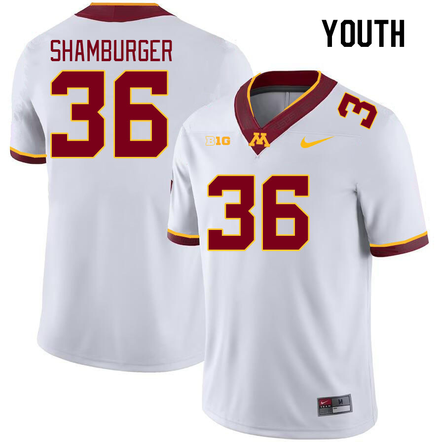 Youth #36 Ryan Shamburger Minnesota Golden Gophers College Football Jerseys Stitched-White